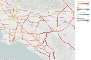 screenshot of interactive website with freeway connectivity in LA